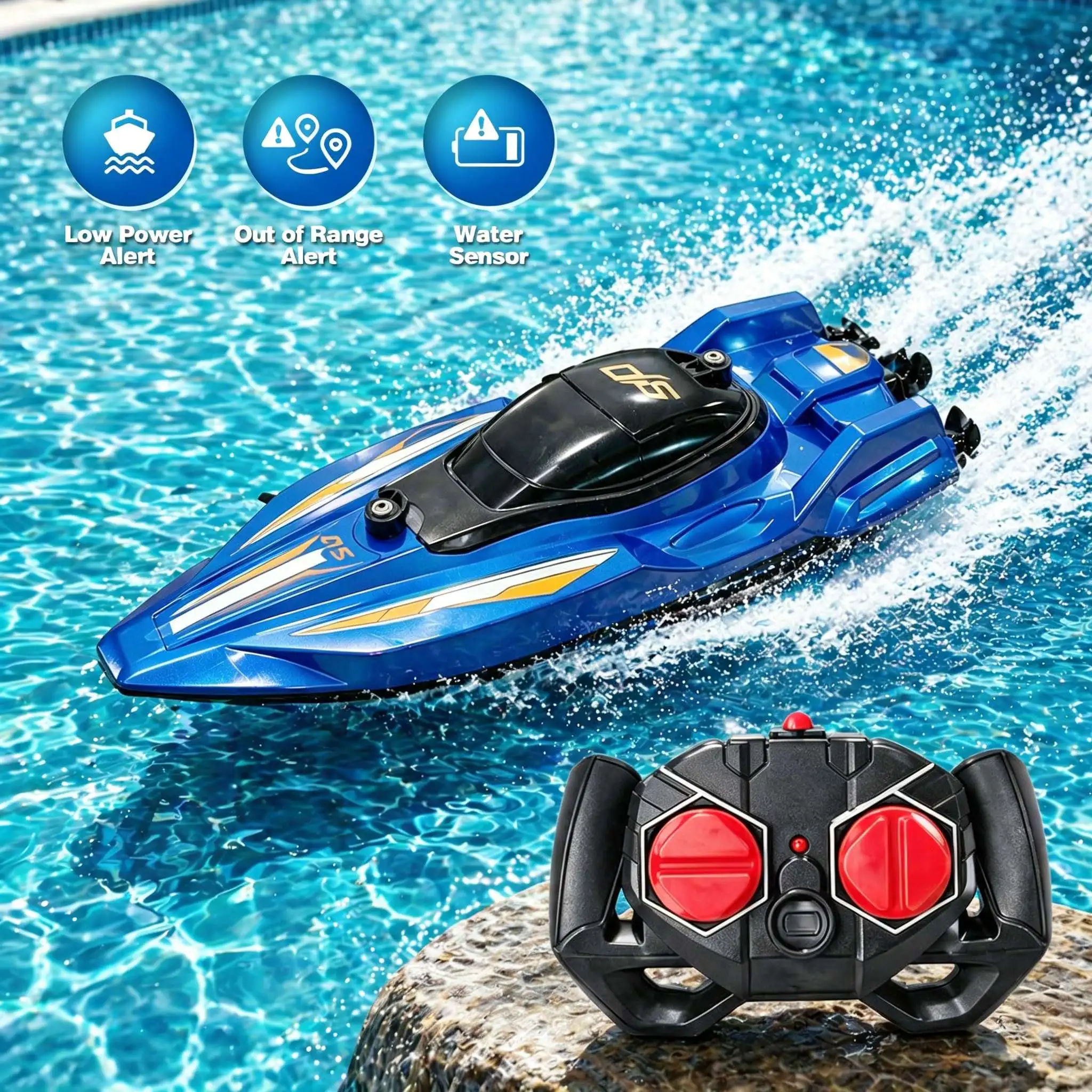 

2.4GHz Dual-Motor Mini RC Speedboat, Waterproof Durable Racing Boat, Remote Control Watercraft, Outdoor Pool Lake Toy for Kids