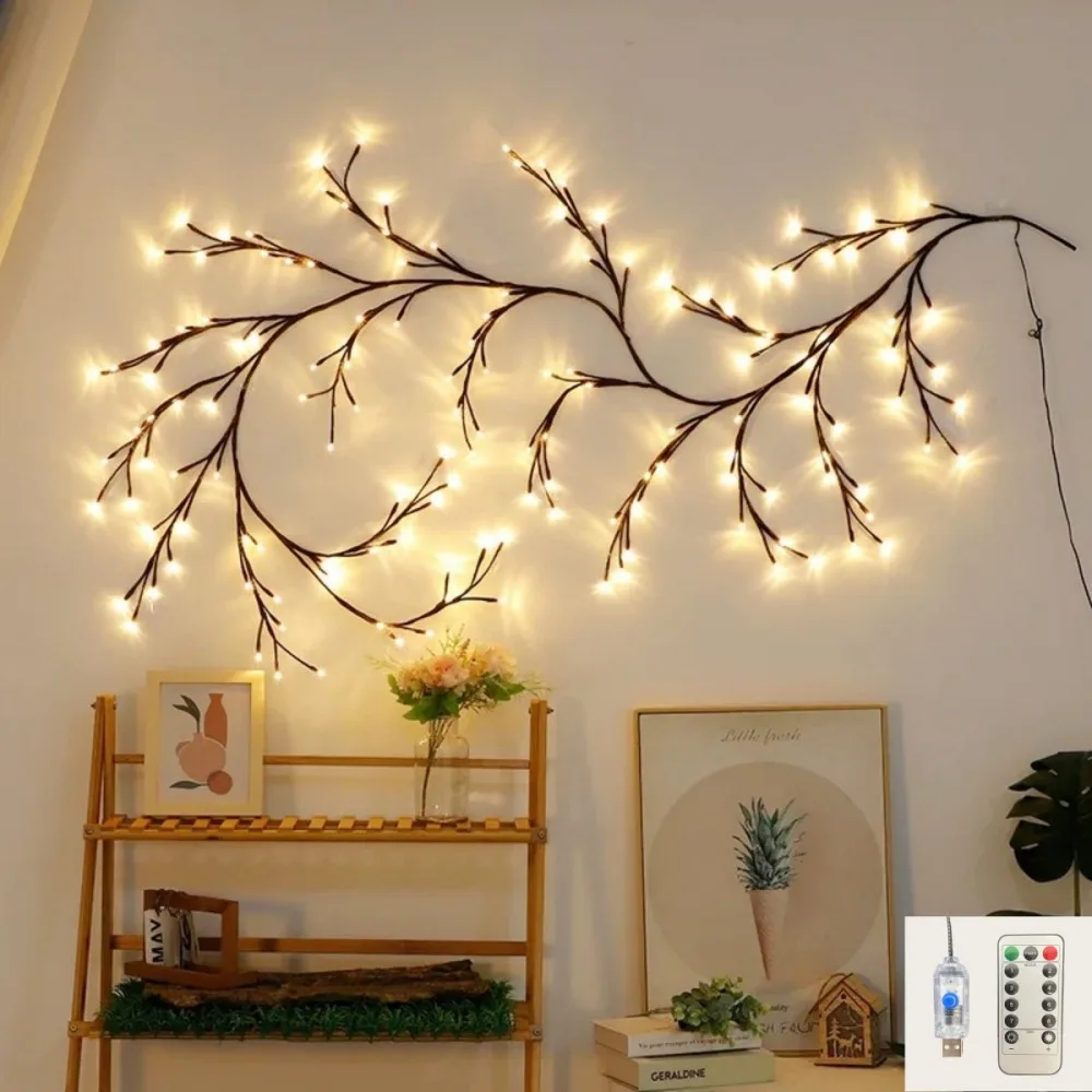 1 قطعة 72LED/96LED/144LED مصباح سلسلة كرمة قابل للانحناء يعمل بمنفذ USB مع جهاز تحكم عن بعد، يستخدم لغرف المعيشة وتزيين الحفلات
