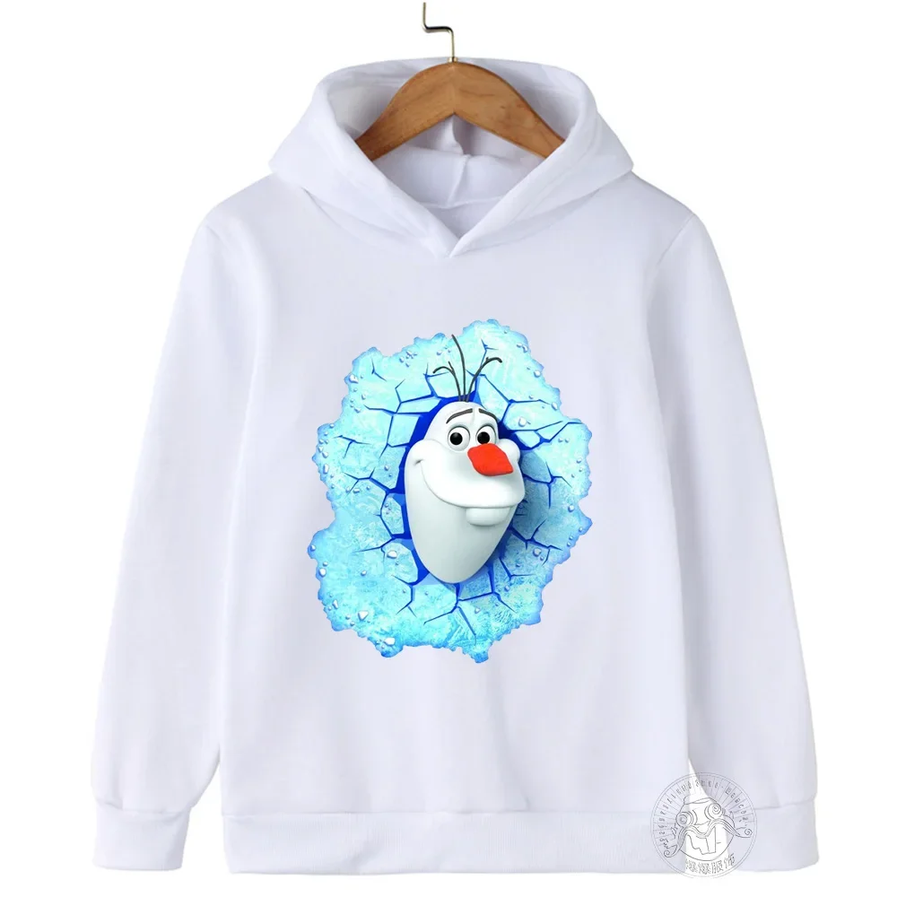 Disney Frozen spring Fall Kids Hoodie Street Fashion Cartoon Sports Pullover Long Sleeve Print Sweatshirt Baby Girl Clothing Top