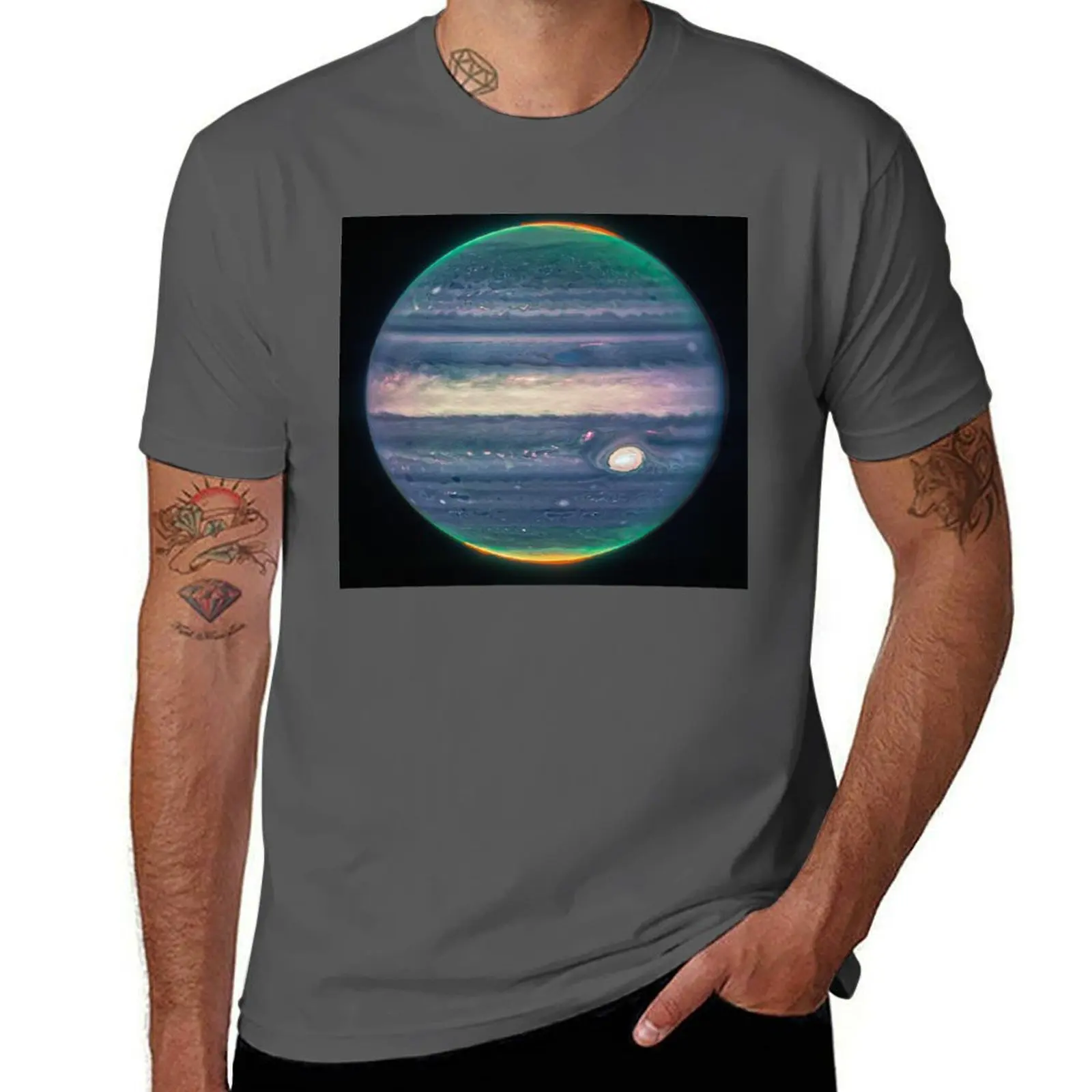 

Jupiter in Infrared - NEW James Webb Space Telescope (JWST) Image! T-Shirt Modern Print Casual T-Shirt