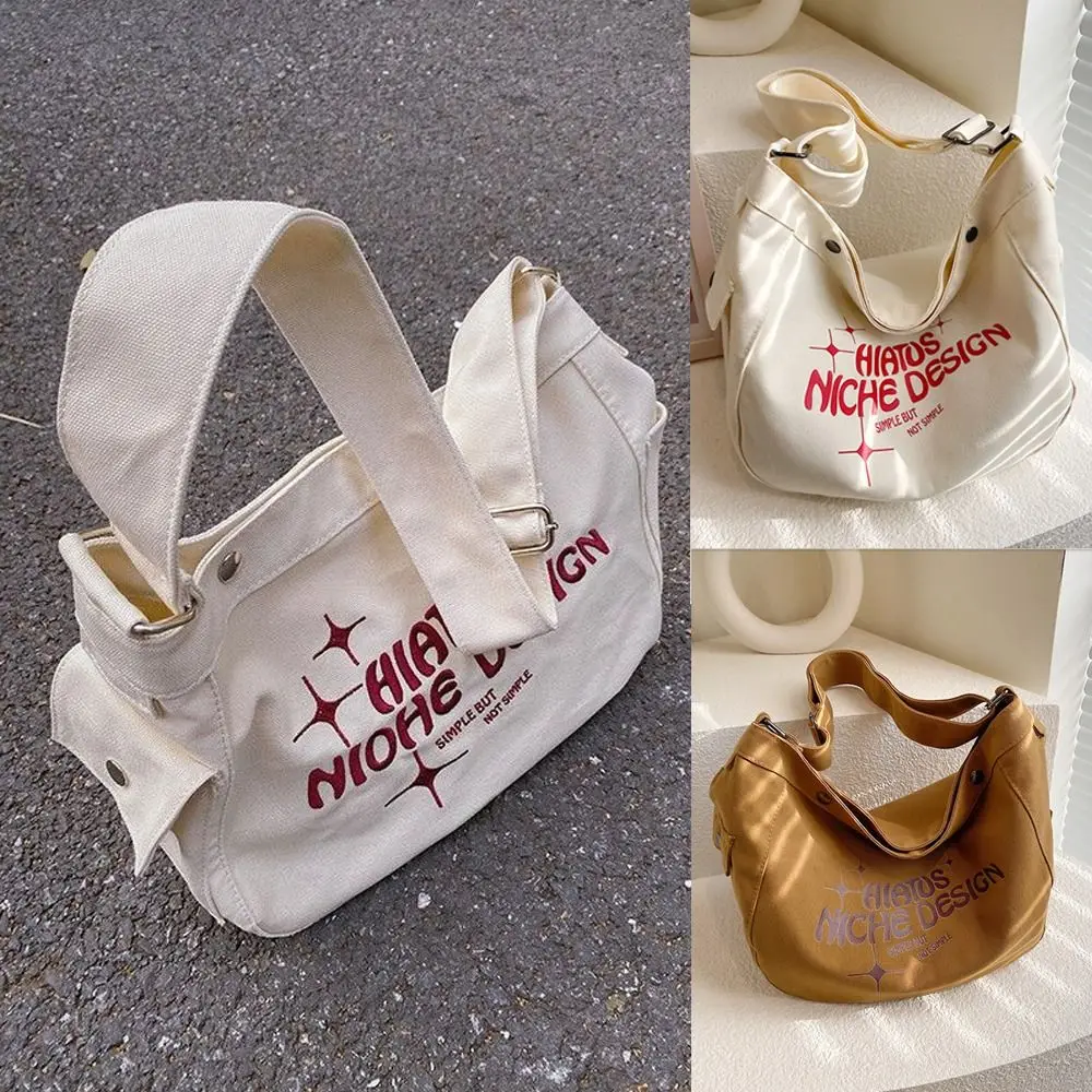 

Canvas Women Shoulder Bags Multi Pockets Embroidery/Printing Optional Shopping Tote High-capacity Casual Messenger Bag Travel