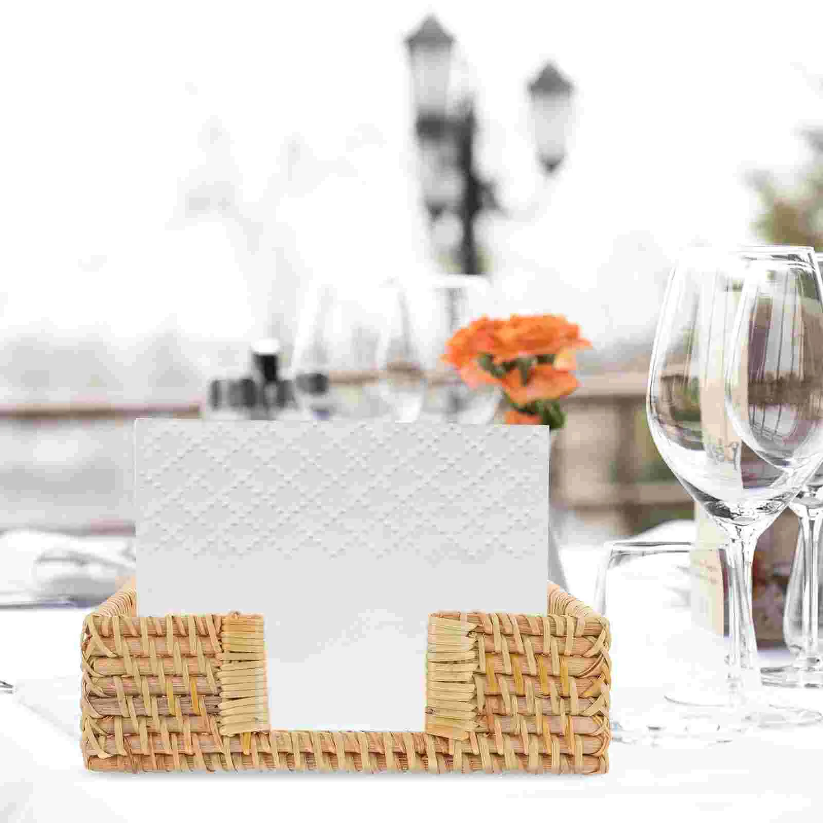 

Storage Box Outdoor Napkin Holder for Table Valet Tray Bathroom Woven Stand Guest Tissue Rack Disposable