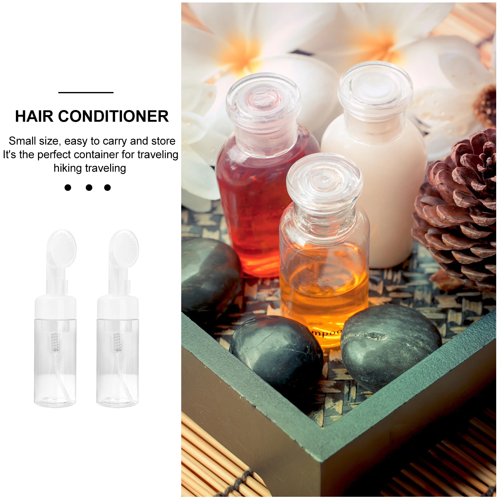 

2pcs Foaming Bottles Transparent Empty Sub Bottles Portable Brush Dispenser Leakproof For Shampoo Soap Facial Cleanser Travel