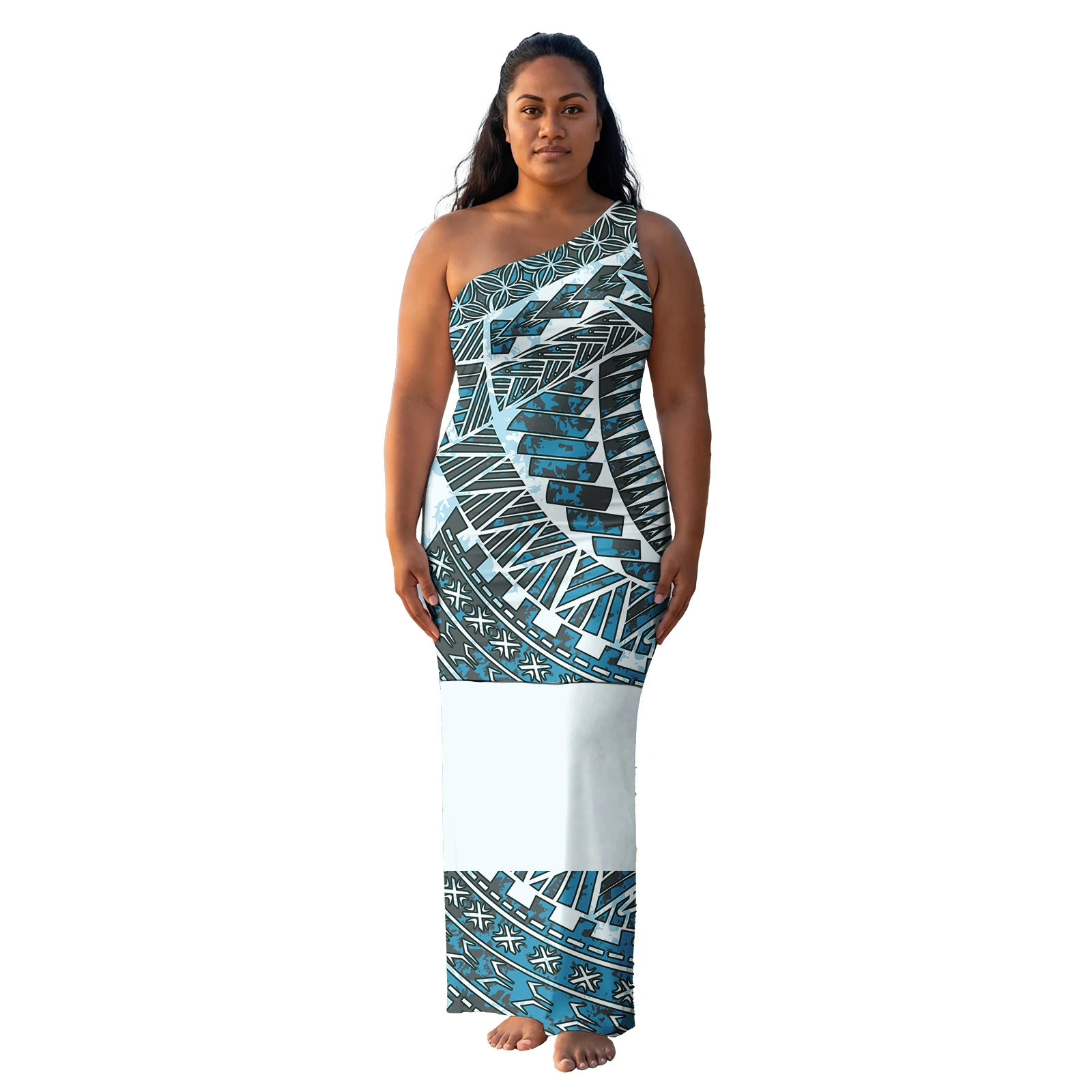 Custom Clothes Women Samoan Puletasi New Arrivals Polynesian Tribal Prom Puletasi Dress Hawaiian Print Beach Dress for Ladies