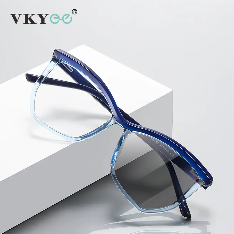 VKYEE Unisex Fashion Geometry Photochromic Anti Blue Reading Glasses Myopia Hyperopia Prescription Optical Eyeglasses PFD2161