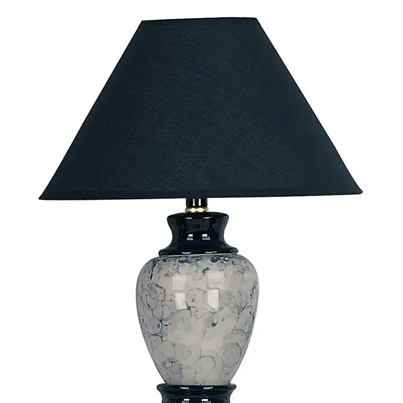 13-Inch Ceramic Table Lamp, Urn-Style with Black Finish & Linen Shade