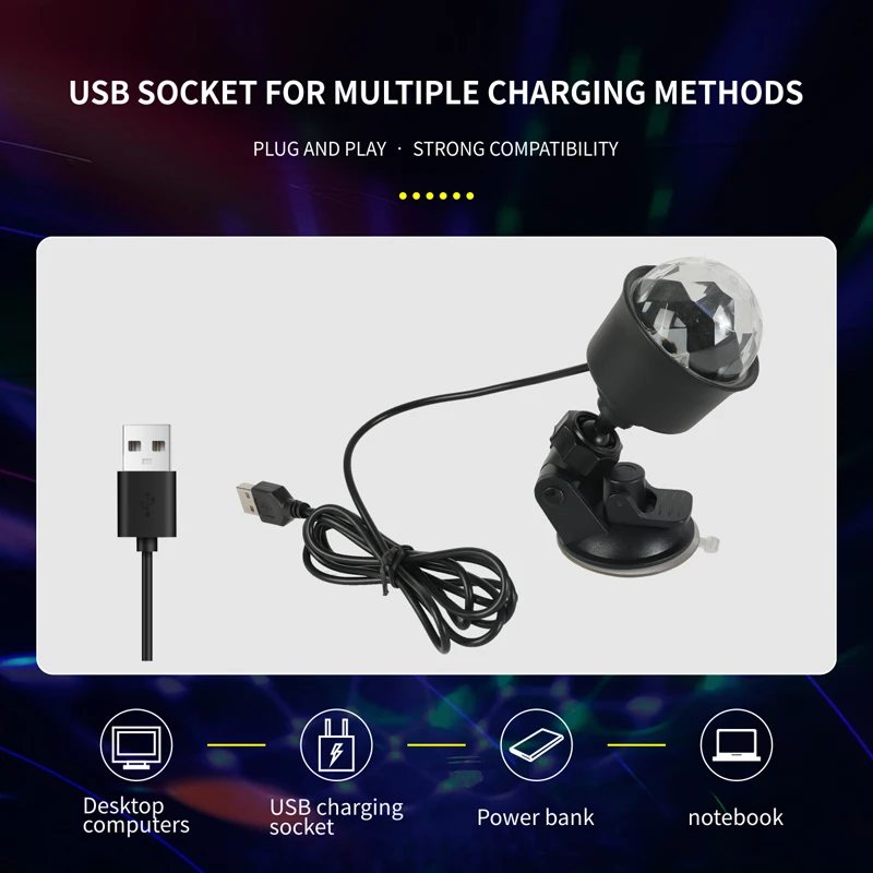 تدوير متعدد الألوان USB العارض ضوء الليل للمنزل غرفة نوم ديكور الحفلات ديسكو ضوء غرفة الاطفال الديكور حفلة عيد الميلاد