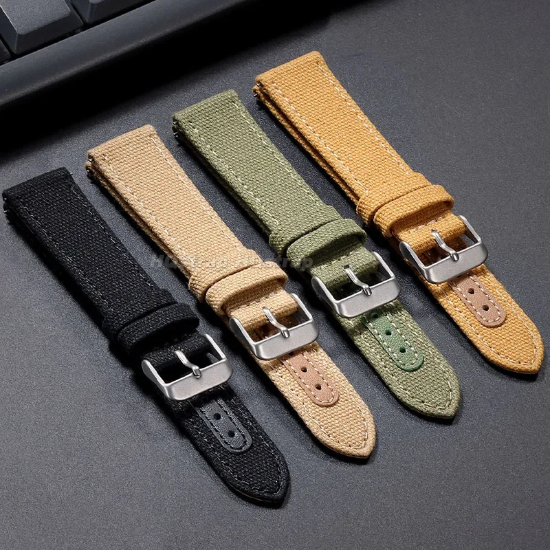 세이코 퀵릴리즈 나일론 가죽 시계 밴드, 하이 퀄리티 캔버스 소프트 스트랩, 밀리터리 스포츠 팔찌, 범용 손목 밴드, 20mm