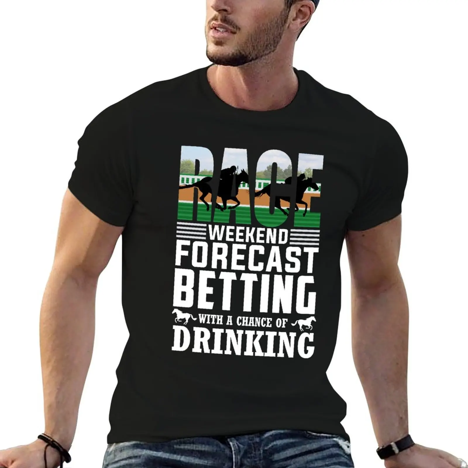 

Horse Racing Betting Drinking Funny Gift Race Weekend Forecast Betting With A Chance Of Drinking T-ShirtT-Shirt