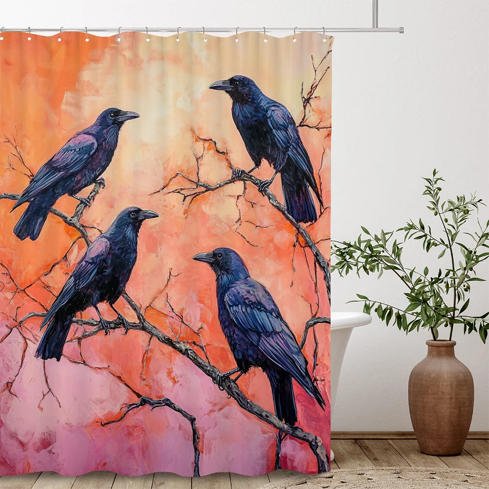 

Halloween Shower Curtain Cartoon All Saints'Day Shower Curtain Horrible crow Festival Printed fabric home Decor Bathroom Curtai