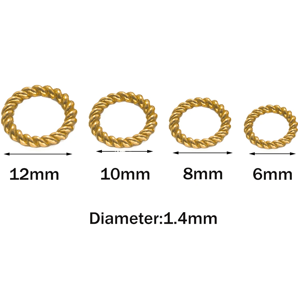 20 Stück PVD Edelstahl Gedrehte Seilverbinder Geschlossene Biegeringe Spaltringe Dick für DIY Schmuckherstellung Zubehör – Detail 2