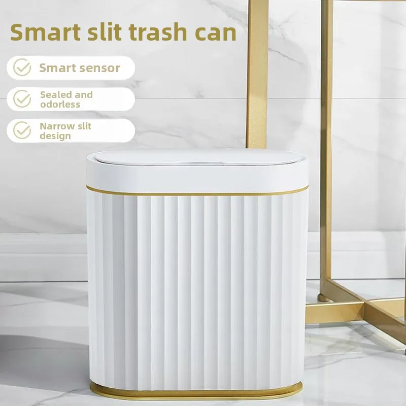 

Cross-border automatic smart trash can with lid household kitchen horizontal living room bathroom creative induction trash can