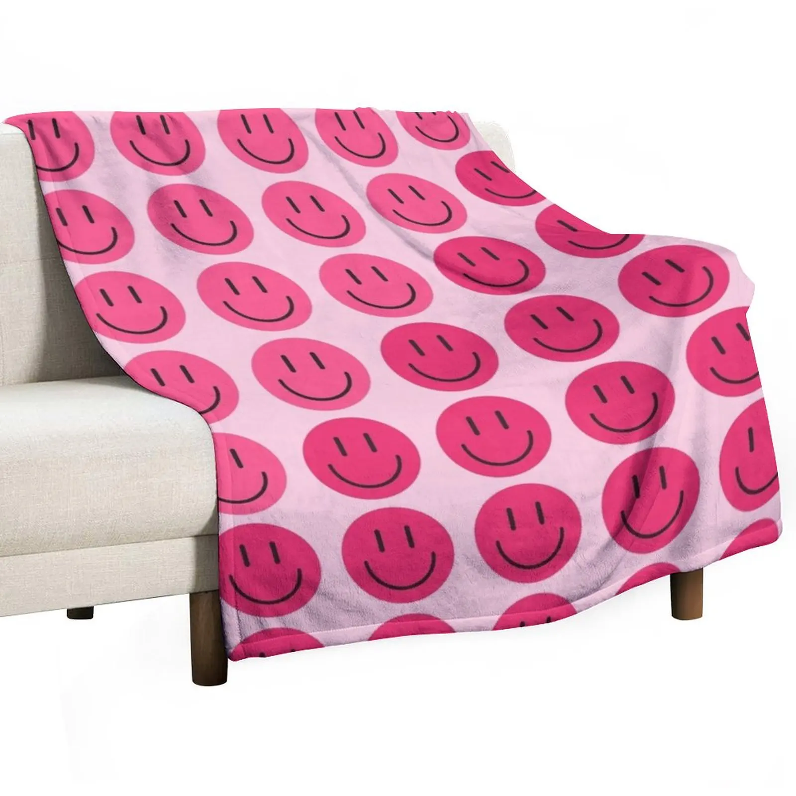 

Preppy School Supplies, Preppy, Pink, Smile, Aesthetic, Graident, Happy Face, Smile Throw Blanket Giant Sofa Blankets