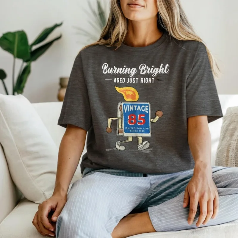 

‌40th Birthday Shirt Cotton Short Sleeve Summer Casual Vintage Retro 1985 Tee Gift for Him Her Womens Mens Eighties Classic