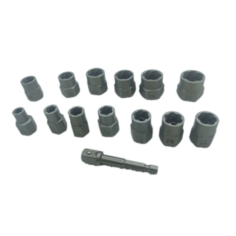 14 Piece Lug 3/8Inch Drive Impact Bolt Nut Extractor Set Black Steel 1/4Inch-3/4Inch Twist Socket Tool Set-Hot
