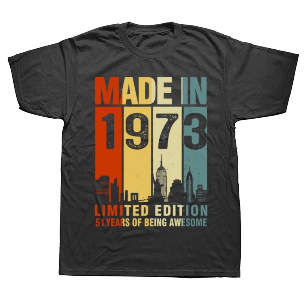 Clothing Casual Basic T-shirts Vintage Made In 1973 Limited Edition 51 Years Of Being Awesome TeeTops Round Neck Fashion Tshirt