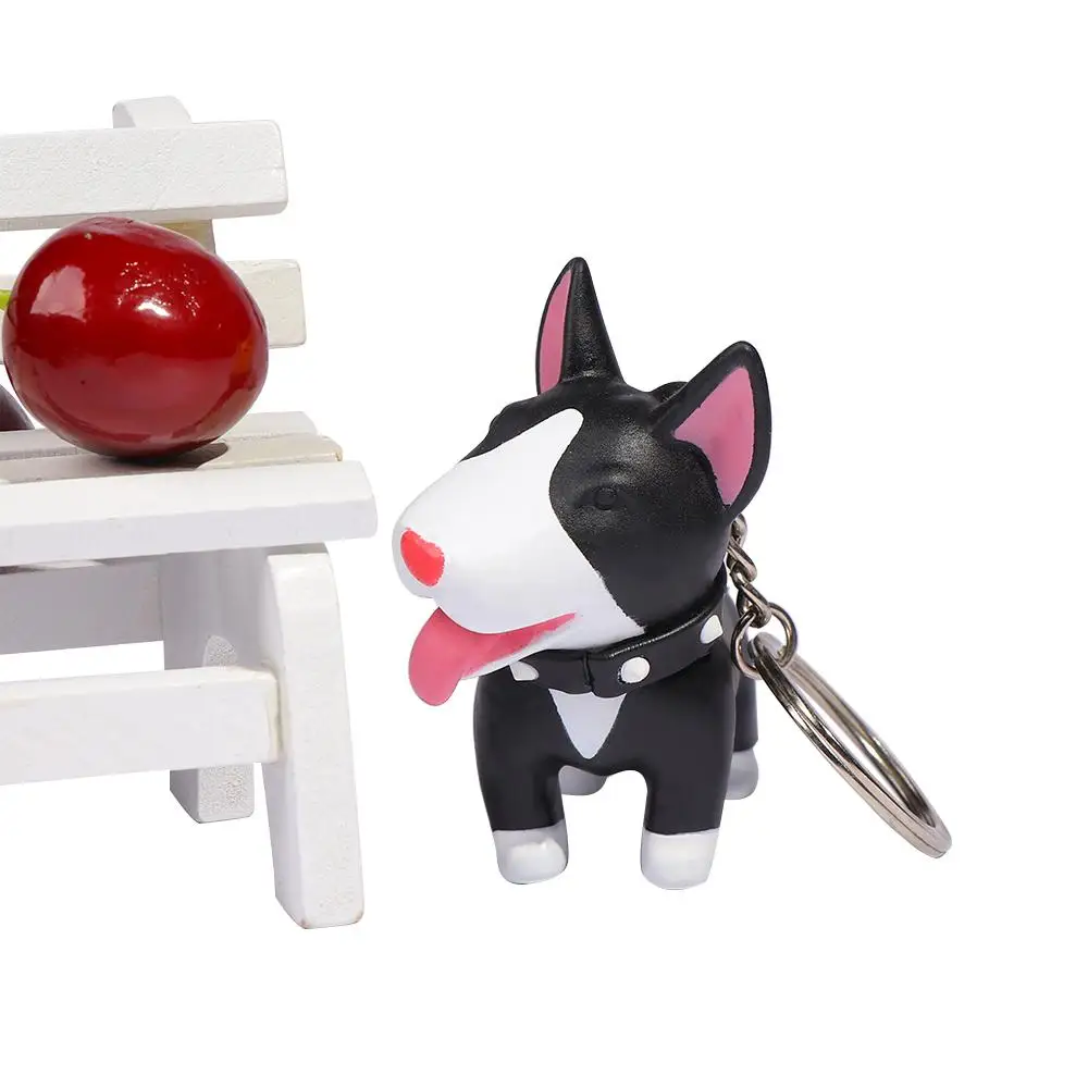 Doll Animal Anime PVC Terrier Bull Holder Excellent Hand-painted Dog Keychain for Car Accessories Key Ring