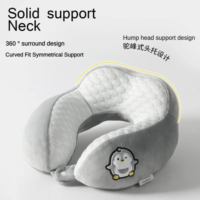 Car Cooling Ice Bean Cartoon U-shaped Pillow Portable Airplane Pillow for Outdoor Travel Hump Neck Pillow for Office Napping