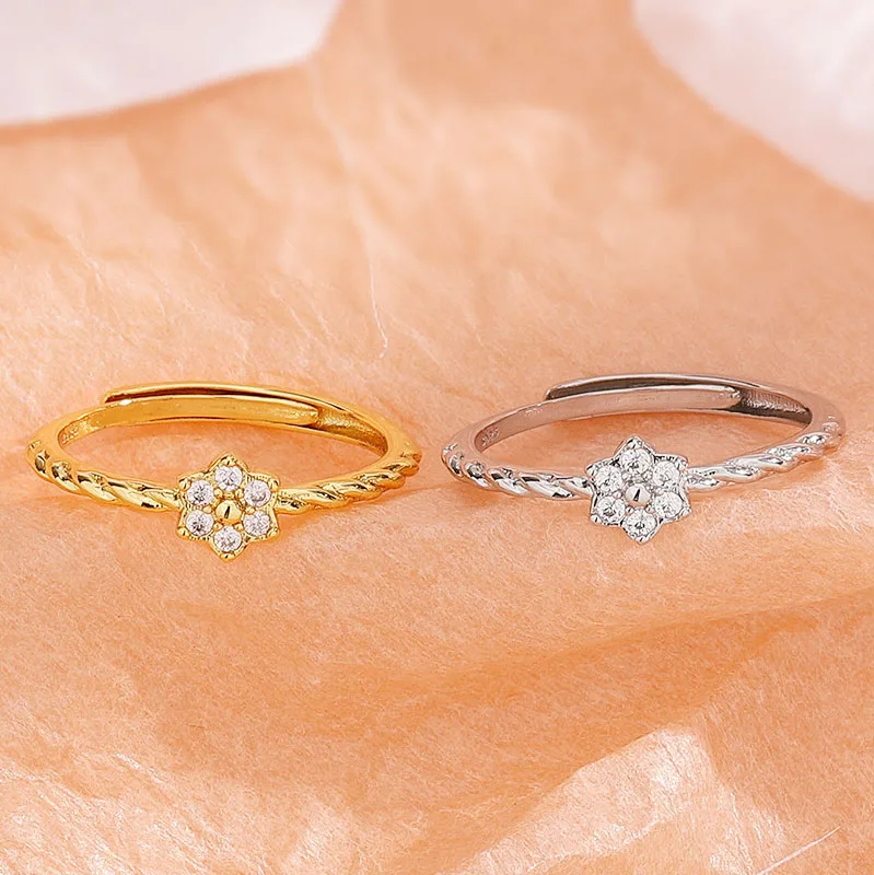 

MEETSOFT, серебро 925 пробы, скрученные фианиты, ромашки, снег, резные кольца для модных женщин, Изящные Ювелирные изделия, минималистичные аксессуары