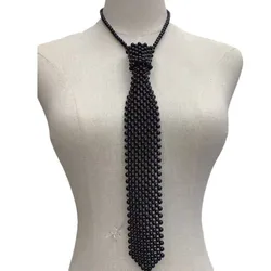 Fashion Elegant Shirt Tie Weaving Beaded Collar Women Necktie Night Club Female Neckwear