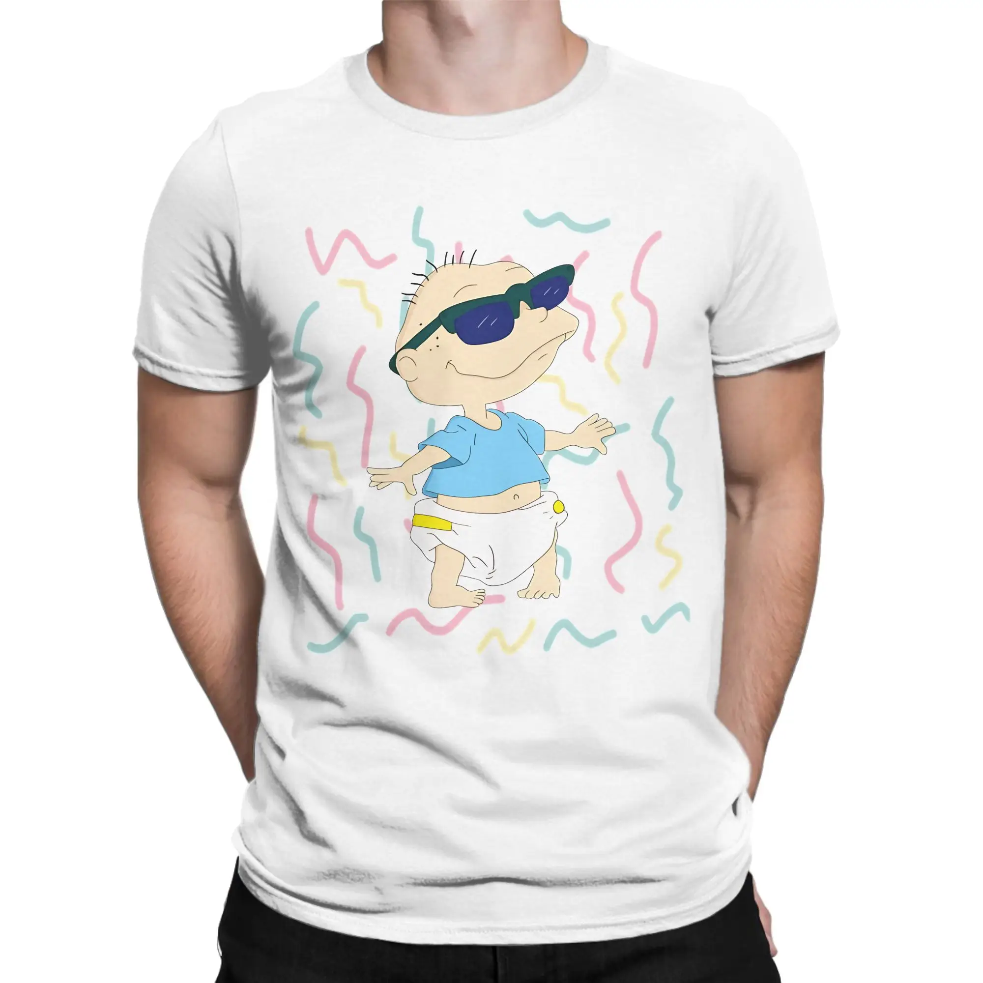 Men T-Shirts Tommys Pickles R-Rugrat Humorous 100% Cotton Tee Shirt Short Sleeve  T Shirts Crew Neck Clothing Printed
