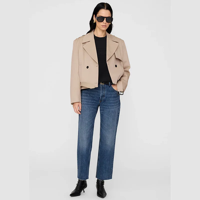 Herfst en winter Nieuw klassiek logo stalen mal reliëf luchtlaag dubbelzijdig stoffen damestrui met ronde hals