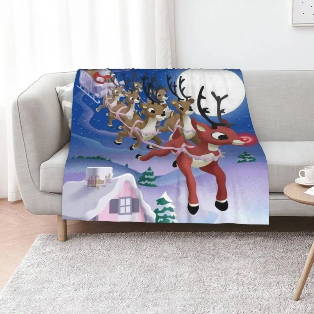 RUDOLPH THE REDNOSE REINDEER & FRIENDS Throw Blanket Moving Plaid Sofa Quilt Warm Hairys For Decorative Sofa Blankets