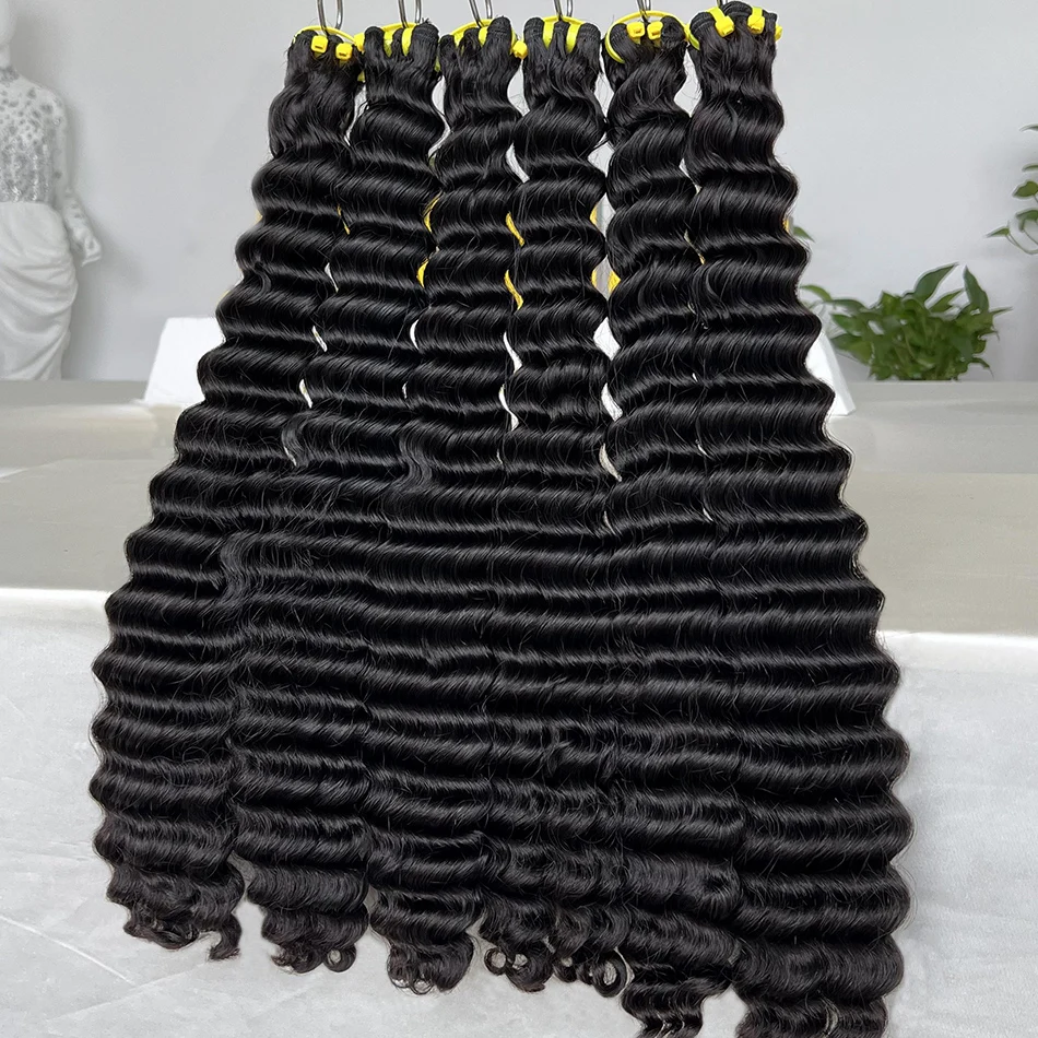 

Maki 10A Grade Double Drawn Deep Wave 100% Human Hair Bundles 10-30 inches Curly Raw Hair Weave Extensions