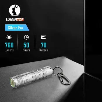 Lumintop 실버 Fox 미니 LED 손전등, 충전식 휴대용 EDC 토치, 비상 캠핑 랜턴, 자석 사용, 14500 배터리