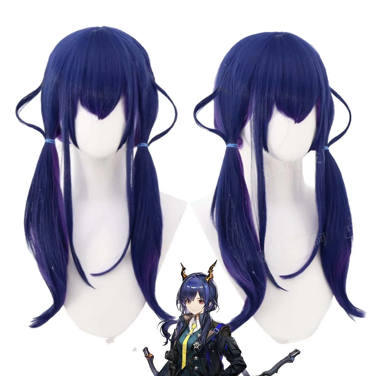 

Женский парик для косплея Чен из игры Arknights, темно-синий, термостойкий