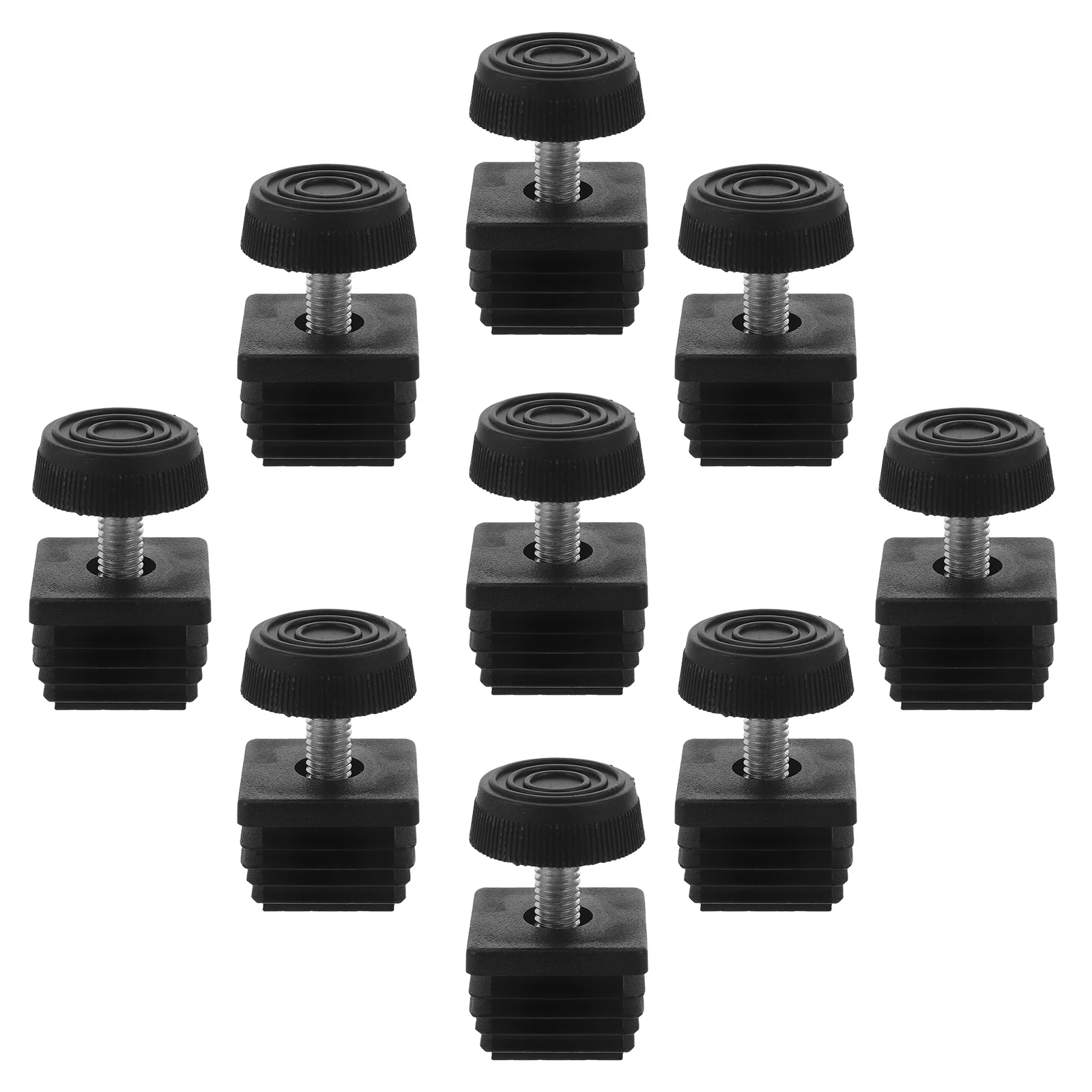 

12Pcs Adjustable Office Desk Chair Foot Levelers Black Square Insert Furniture Leveling Feet for Tables Cabinets