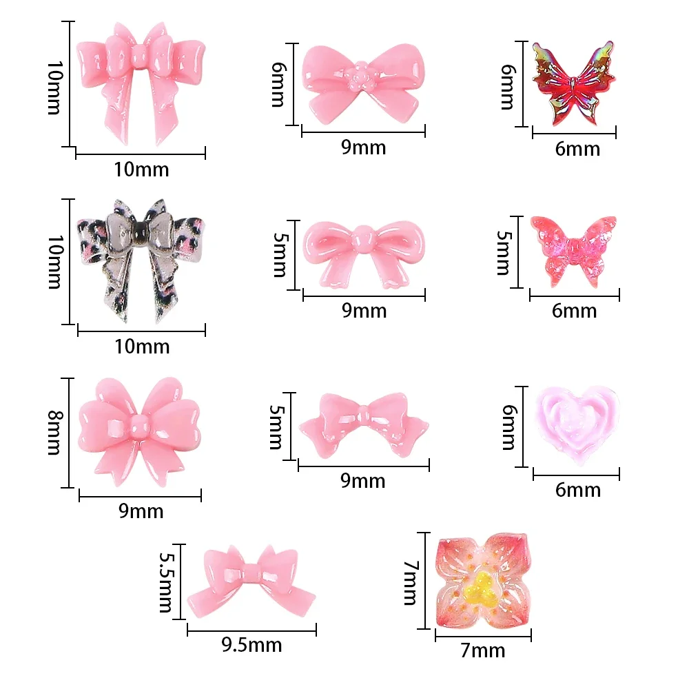 5g/lot Mini Bow Nail Accessories Mixed With Colorful 3D Ribbons Small Bow Tie