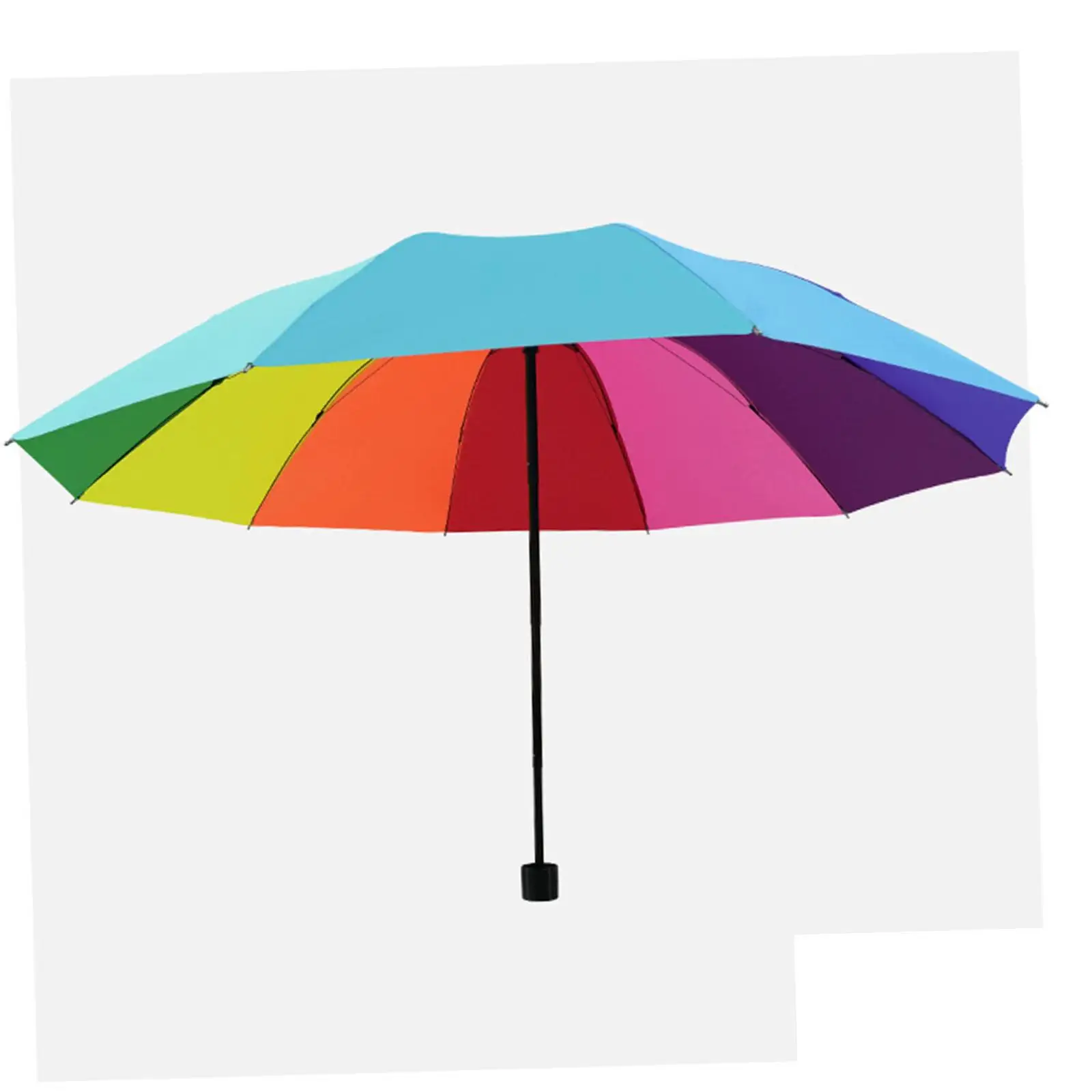 Rainbow Color Travel Umbrella Foldable for Outdoor Auto Open and Close Wind Resistant Convenient to Carry Folded Length 27cm