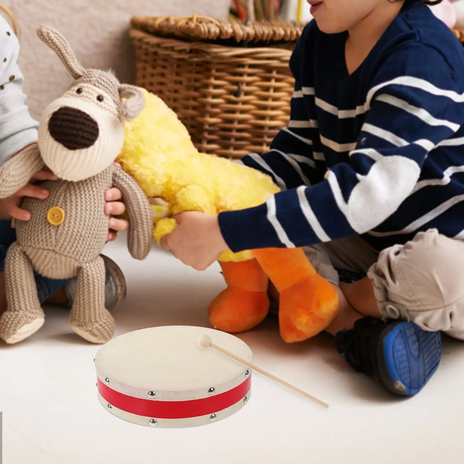 8 インチハンドパーカッションおもちゃポータブル木製楽器子供教育ミュージカル幼児ドラム就学前のおもちゃサウンドハンド