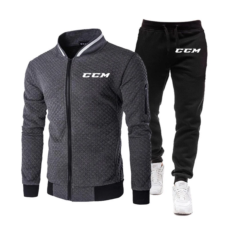 Mens Casual Tracksuits Sportswear Jackets + Pants Two Piece Sets CCM Male Fashion Jogging Suit Men Outfits Gym Clothes Fitness