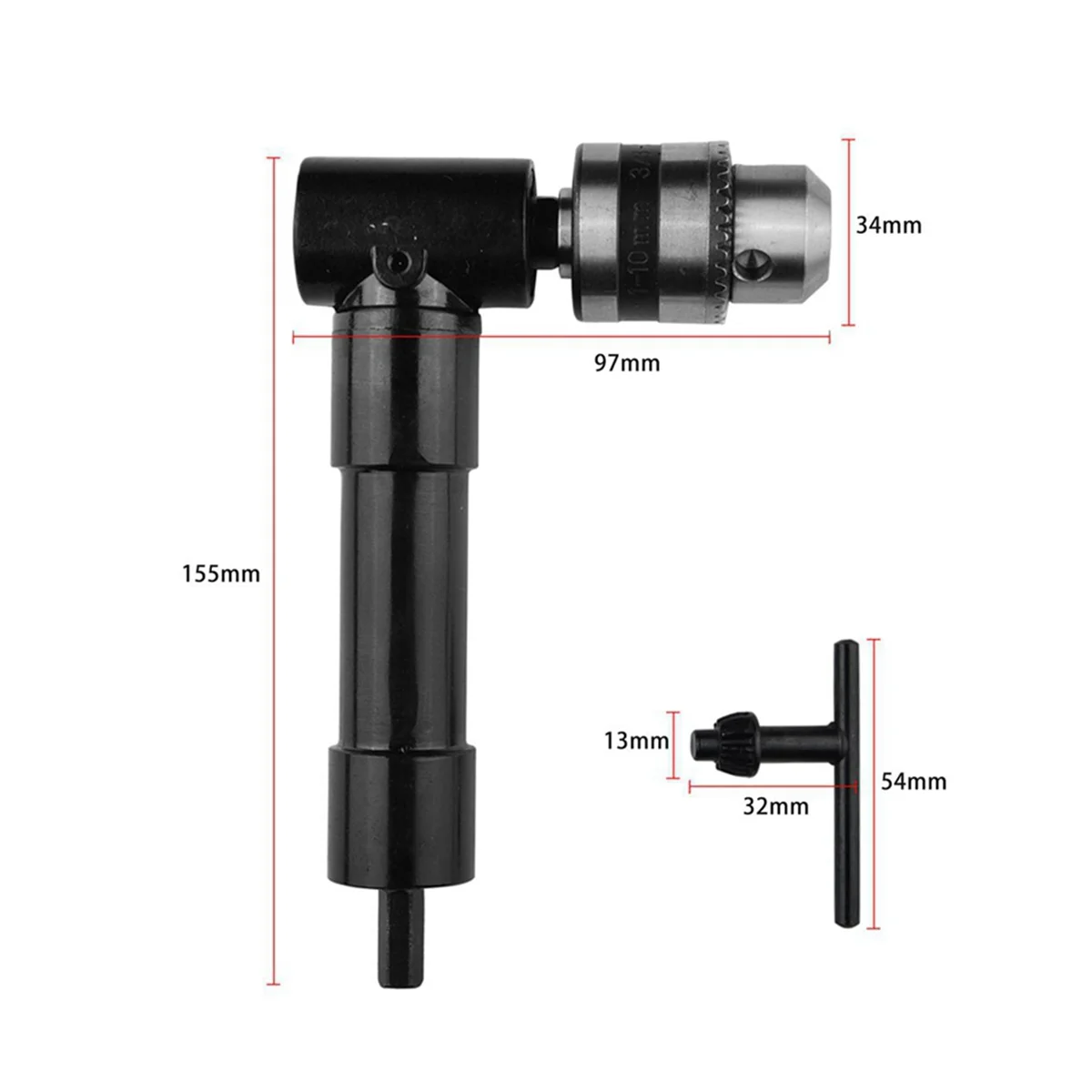 Right-Angle Electric Drill Three-Claw Chuck Corner Device Right-Angle Corner Device with Key Corner Device