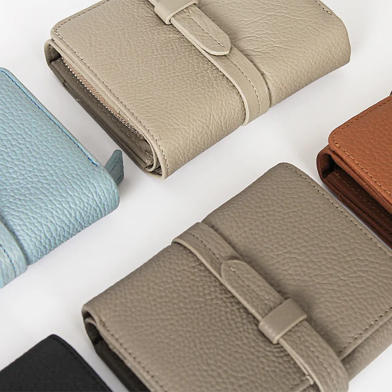 

Квадратный женский кошелек, высококачественный ультратонкий складной короткий кошелек из натуральной кожи с пряжкой на молнии и карманом для монет