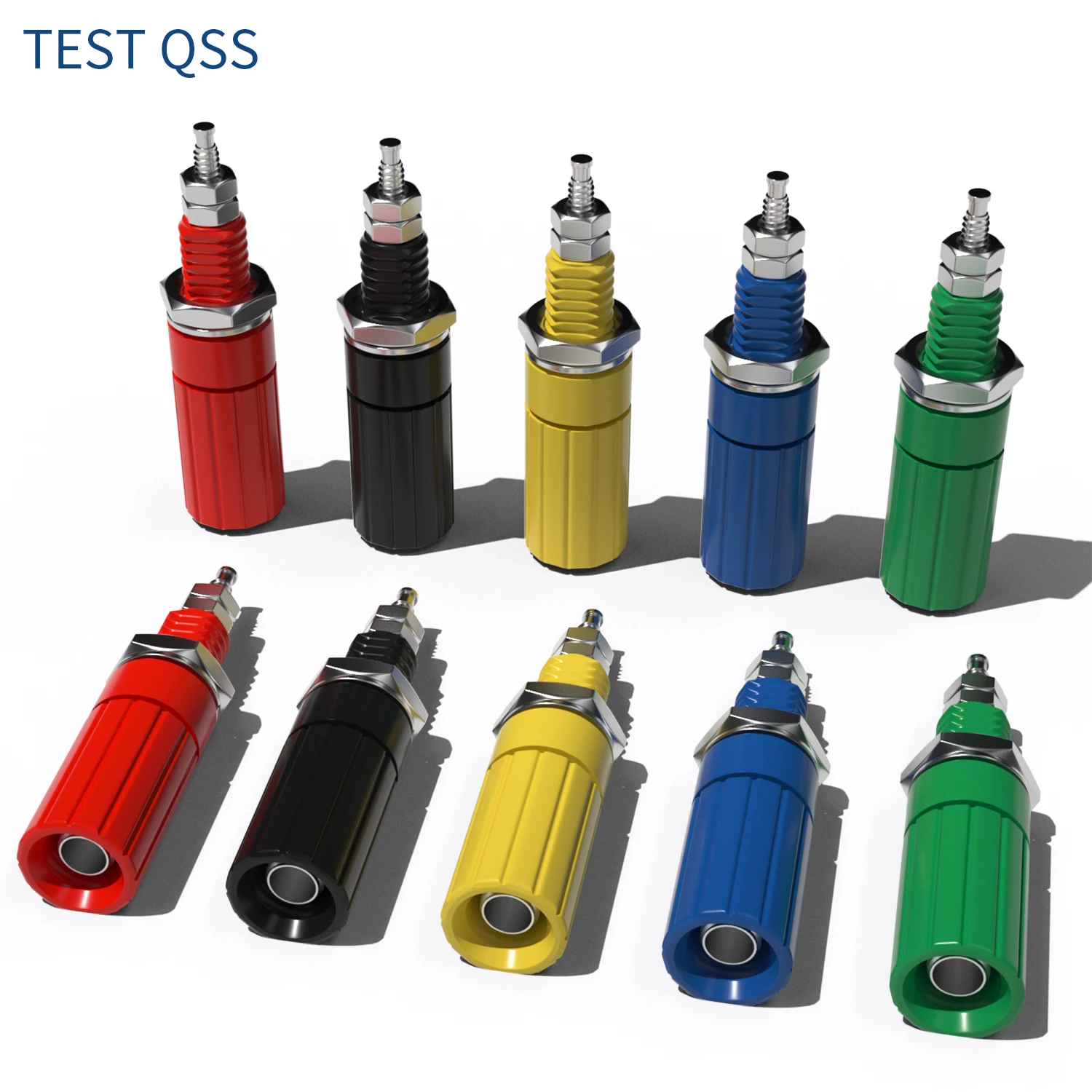 

QSS 10pcs 4mm Binding Post Banana Socket Nut Banana Plug Jack Electrical Connector Terminal