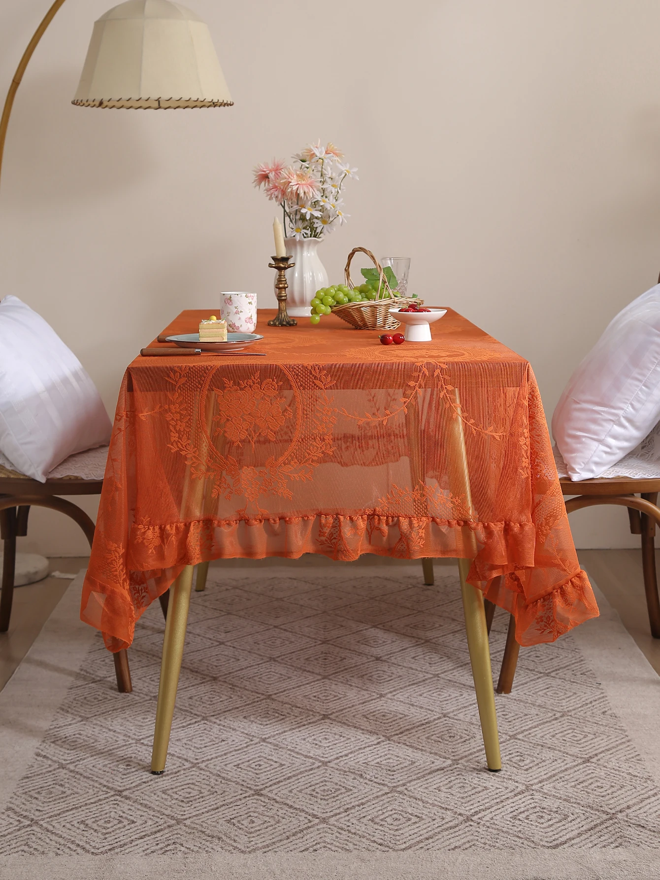 Rechteckige Spitze Tischdecke Vintage Tischdecke Hochzeit Küche Esszimmer Couchtisch Abdeckung Geburtstag Party Dekor