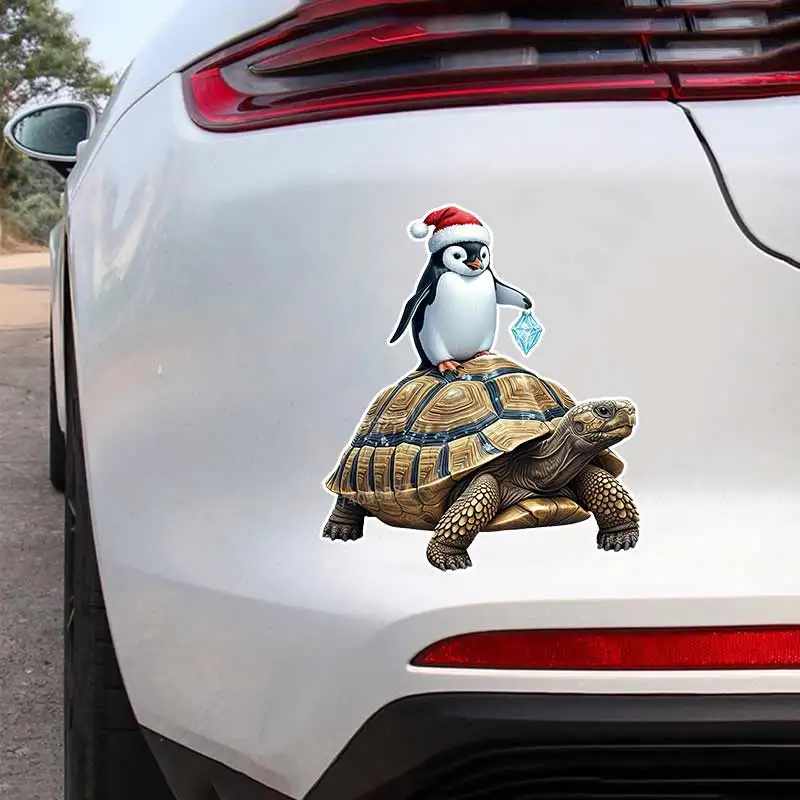 Christmas Turtle Car Sticker Waterproof Vinyl Decal on Bumper Rear Window Laptop Self-adhesive Decal Holiday Animal Art SH129