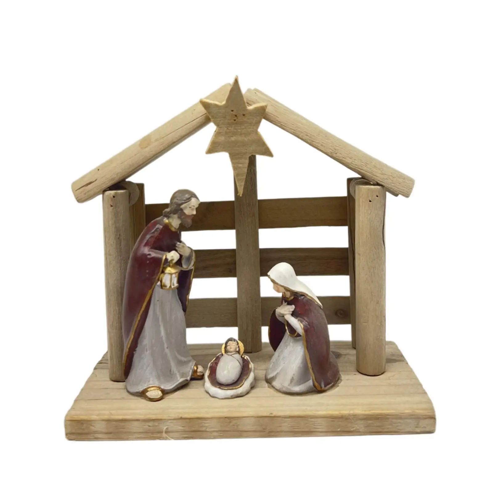 Xmas Nativity Scene Statue Christmas Manger Craft Unique Collectible Jesus Birth Figurine Desktop Ornament for Living Room