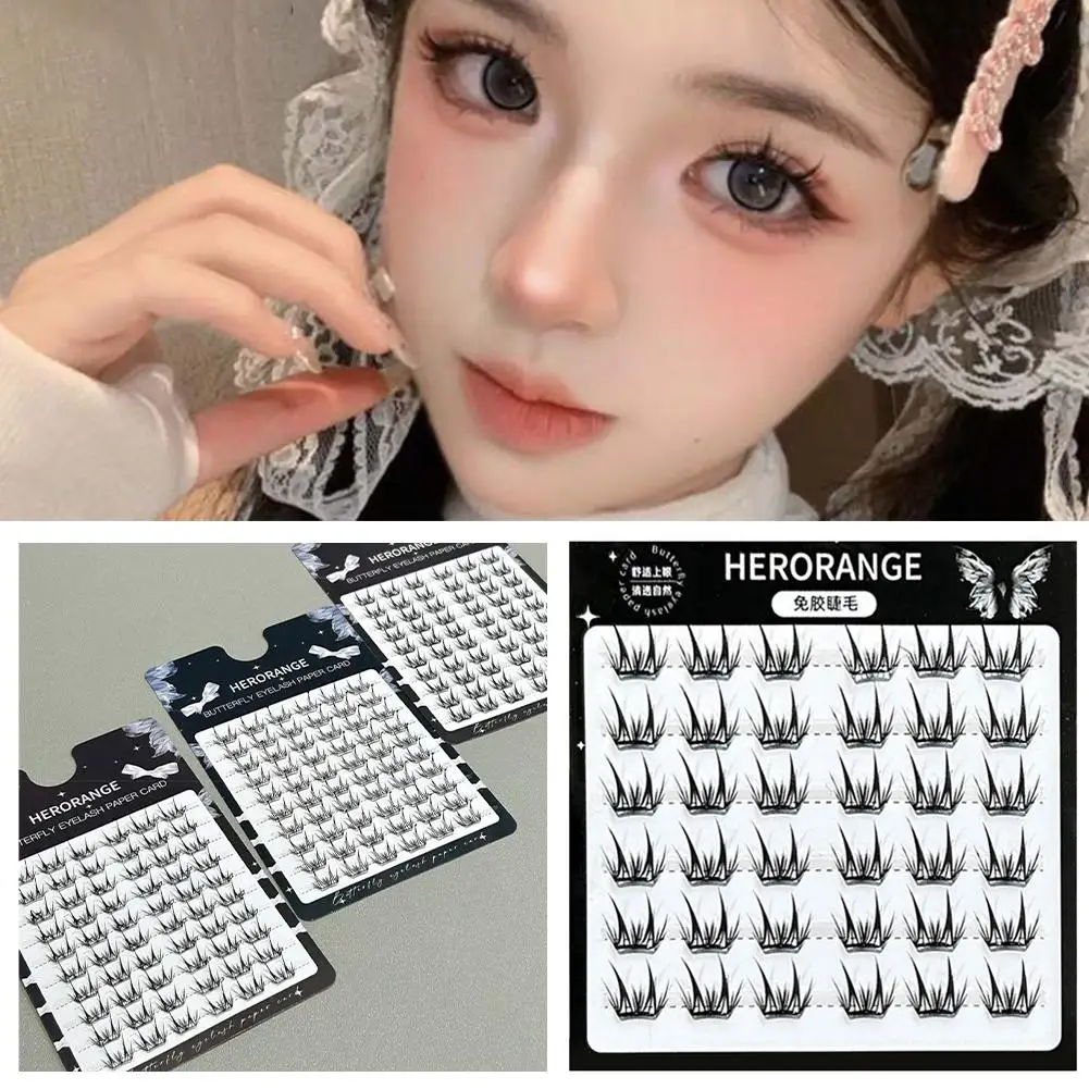 Glue-free Segmented Natural False Eyelashes Thick and Curled Lash 3D Cluster Lashes DIY Makeup Tools NO Glue Eyelash Extensions
