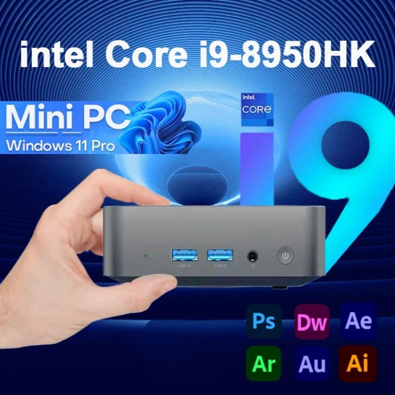 

Мини-ПК Intel Core i9 8950HK, ультракомпактный Карманный ПК с двумя SSD-накопителями, полнофункциональный Тип C, 4K, 90 Гц, RAM16GB SSD, 1 ТБ/Φ выход, Windows 11