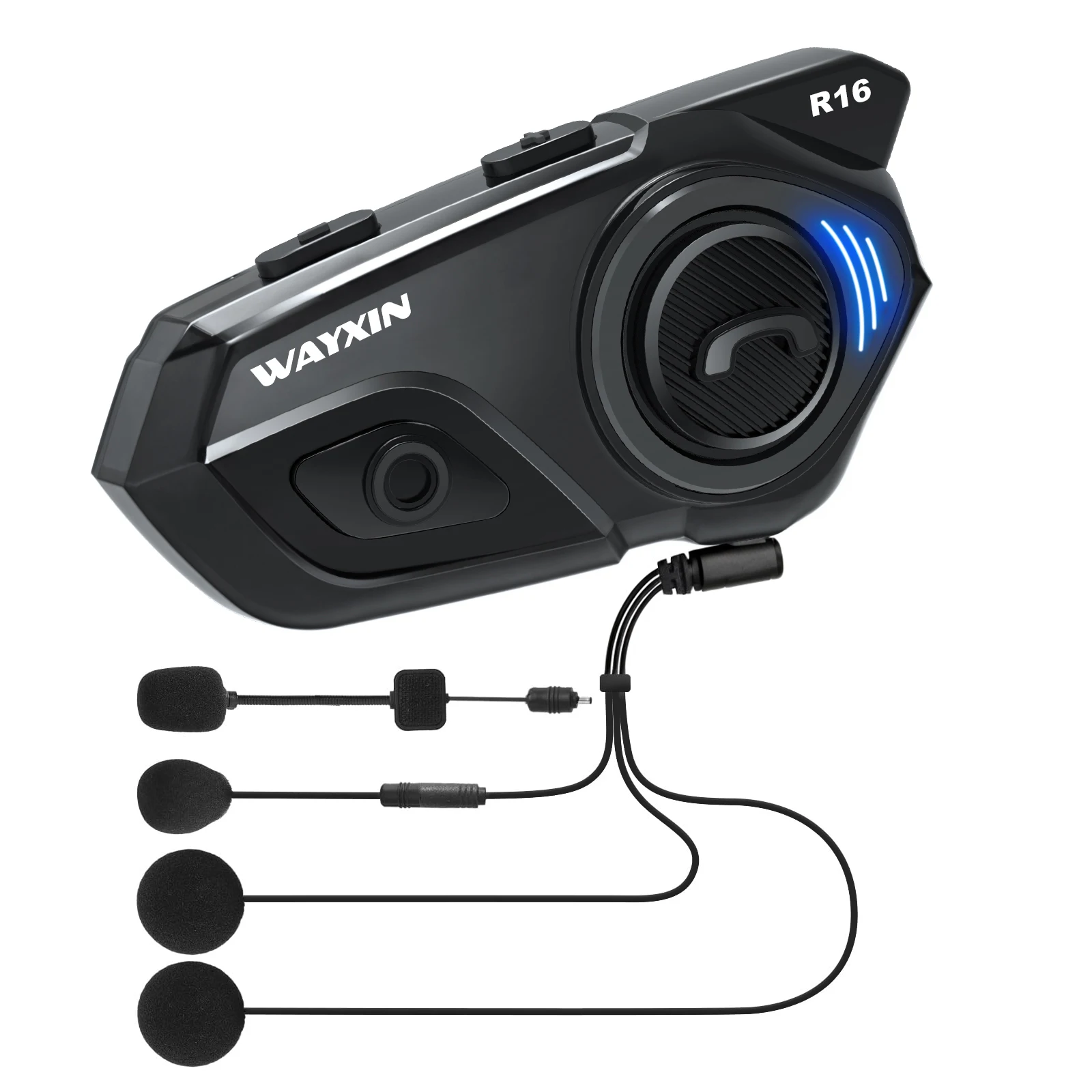 

WAYXIN R16 Helmet Intercom - Motorcycle Bluetooth Headset with Multitasking Audio 1500M 6 Riders Communication System waterproof