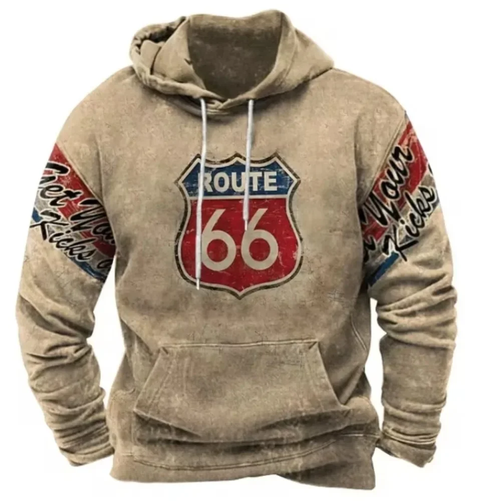 

Hoodie Men's and Women's Route 66 3D Printed Casual Oversized Hoodie Pullover Hooded Sweatshirt Sportswear Jacket Clothing