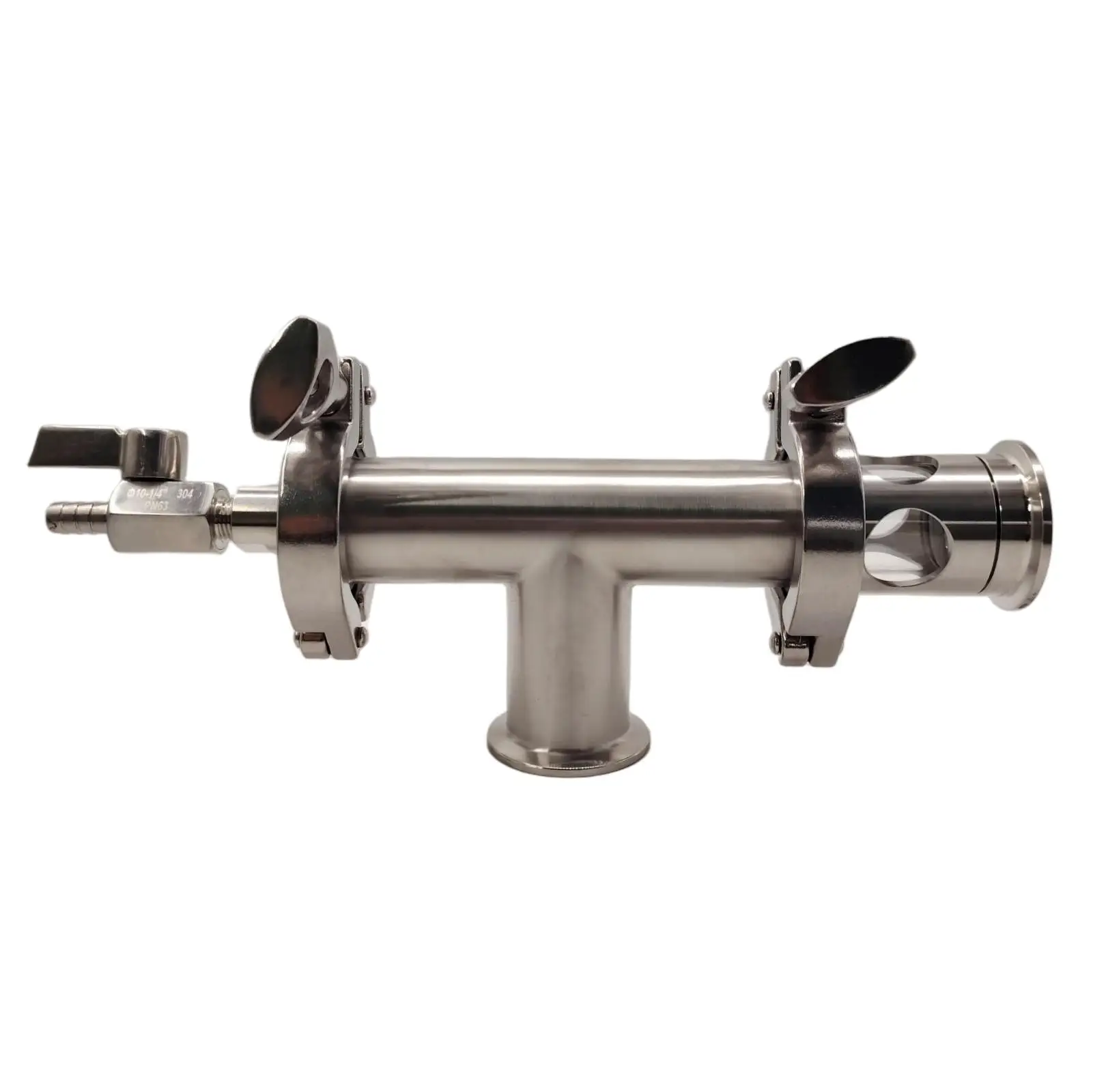 2 Micron Tri Clamp Carbonated Stone Assemby with Sight Glass, Tee and Valve
