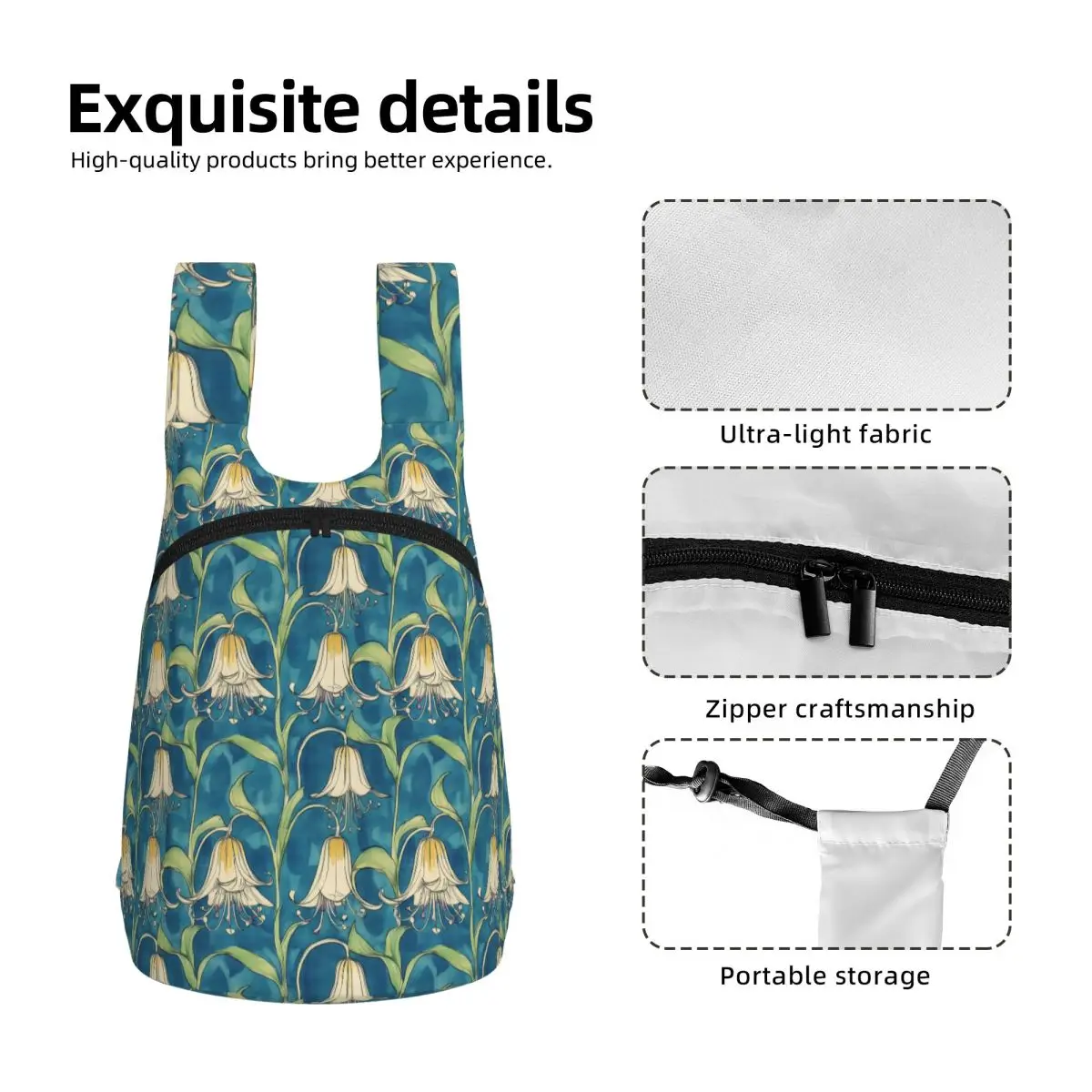 White Lilies On Turquoise Background Backpack School Bag Hiking Travel Daypack for Men Women Storage Bookbag Shoulder Bags