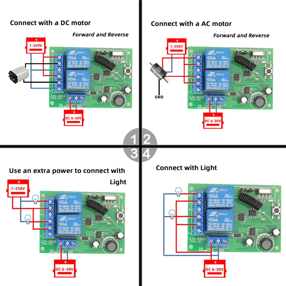 433 Mhz uniwersalny pilot bezprzewodowy przełącznik DC 5V 12V 24V 2 kanały RF przekaźnik odbiorczy zdalne włączanie do garażu bramy