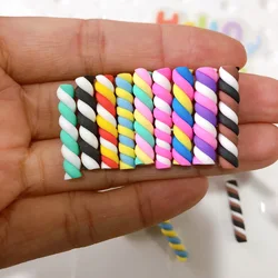 10/15pcs 25*5mm Kawaii Spiral Marshmallow Candy Polymer Clay Cabochons Flatback For DIY Phone Decoration Slime Filler