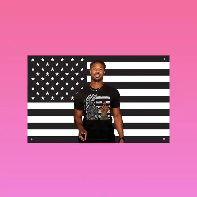 Michael B. Jordan Flag | Black USA Flag Hot Guy Tapestry | Boxing Actor Wall Art Flaga Outdoor Decor Custom Flags for Bedrooms